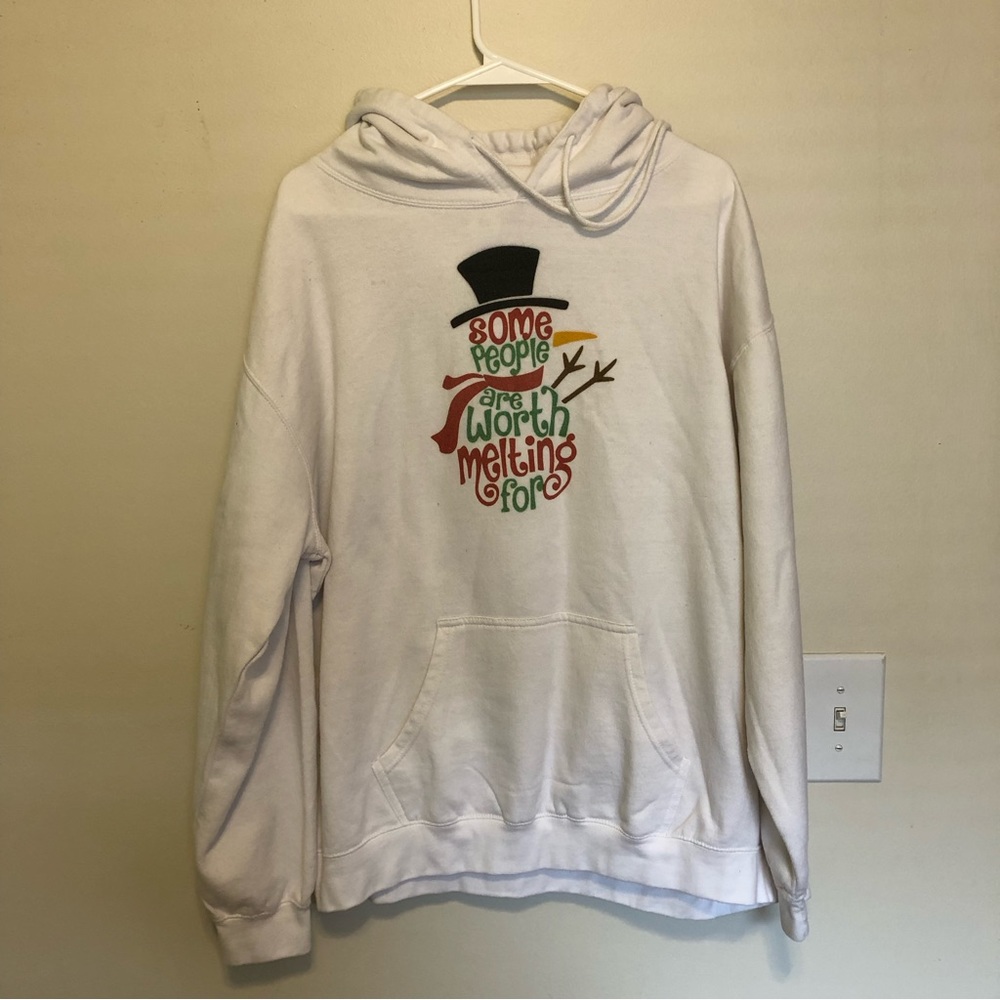White Winter Hoodie Olaf Quote XL